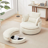 Bellemave® 38" Oversized Swivel Chair with Moon Storage Ottoman and 4 Pillows - Bellemave
